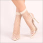 Sexy Pointed Toe Heels Summer Sandals - Eprolo Fishnet Mesh High Heel - Ivory / 5.5