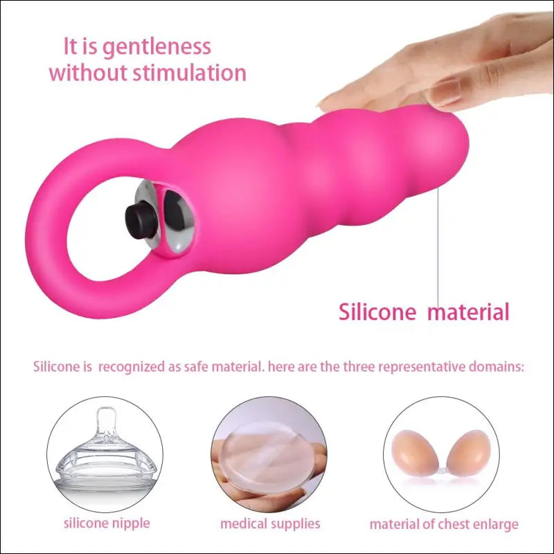 Siliconen Anaal Bead Plug Vibrator - Waterdicht Roos Rood