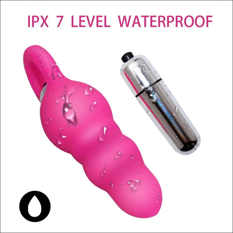 Siliconen Anaal Bead Plug Vibrator - Waterdicht Roos Rood