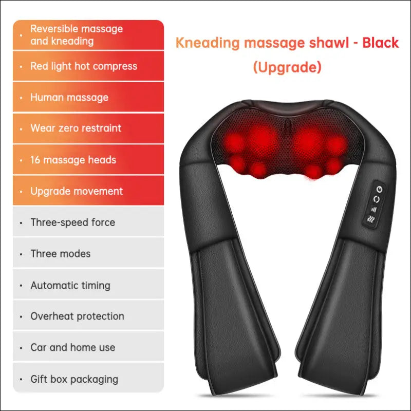 SKG Kneedmassage Shawl met Warmtefunctie en Opbergzak - Eprolo - R2 black without bag / US