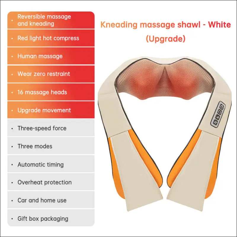 SKG Kneedmassage Shawl met Warmtefunctie en Opbergzak - Eprolo - R2 off white without bag / US