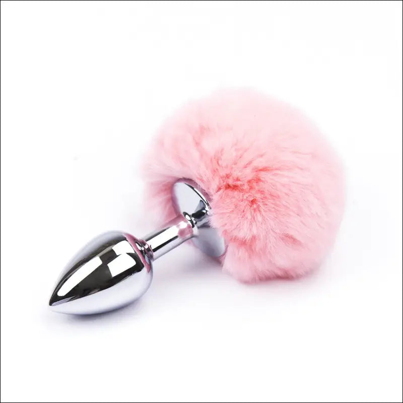 SM Metal Penis Anal Plug - Rabbit Tail Vestibule Couple Sex Toy