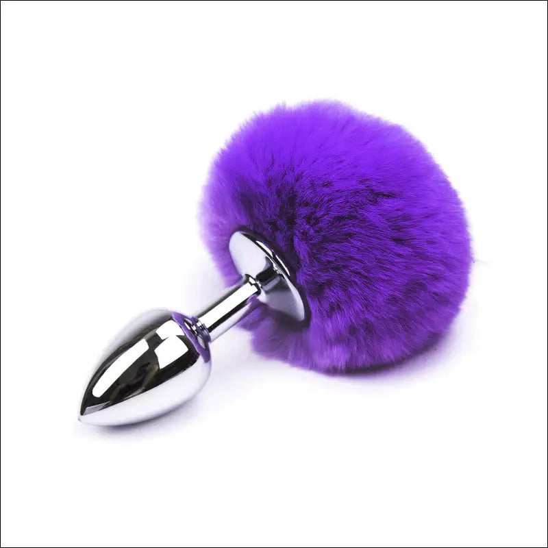 SM Metal Penis Anal Plug - Rabbit Tail Vestibule Couple Sex Toy